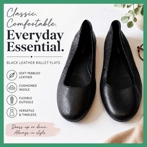 Calvin Klein Carmina Ballet Flats Black Slip On Shoes 7.5 Minimalist Luxury